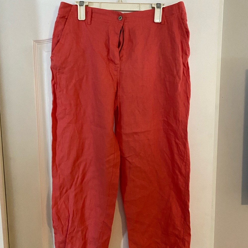 NWOT coral linen crop pants
